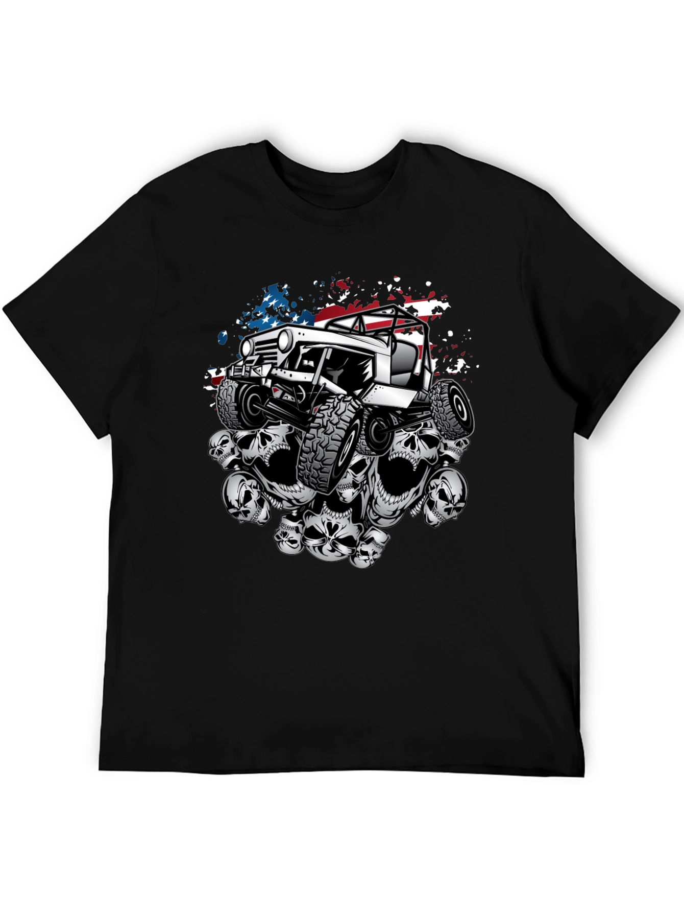 Skull Jeep Patriotic Mens T-Shirt