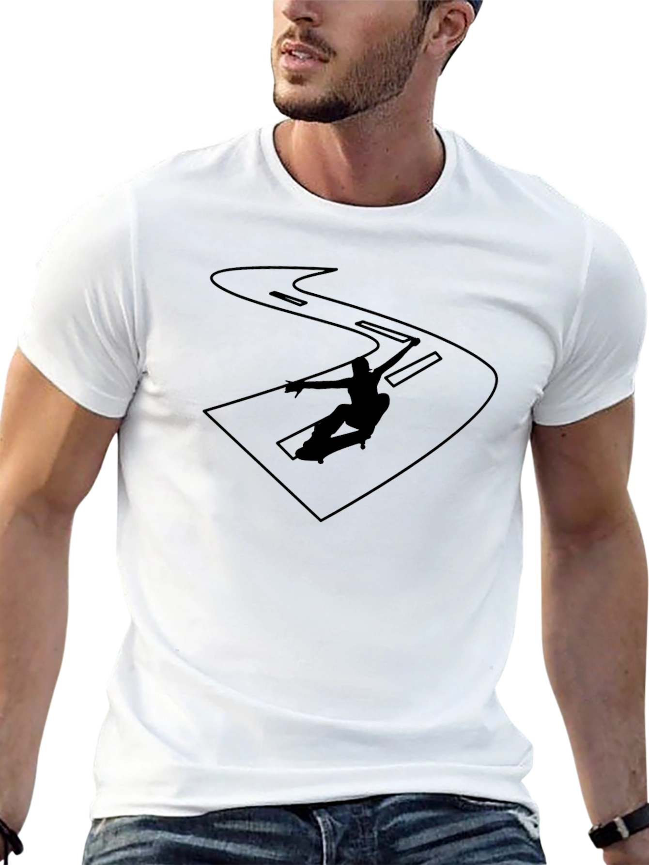 Skater Silhouette Graphic T-Shirt - Black
