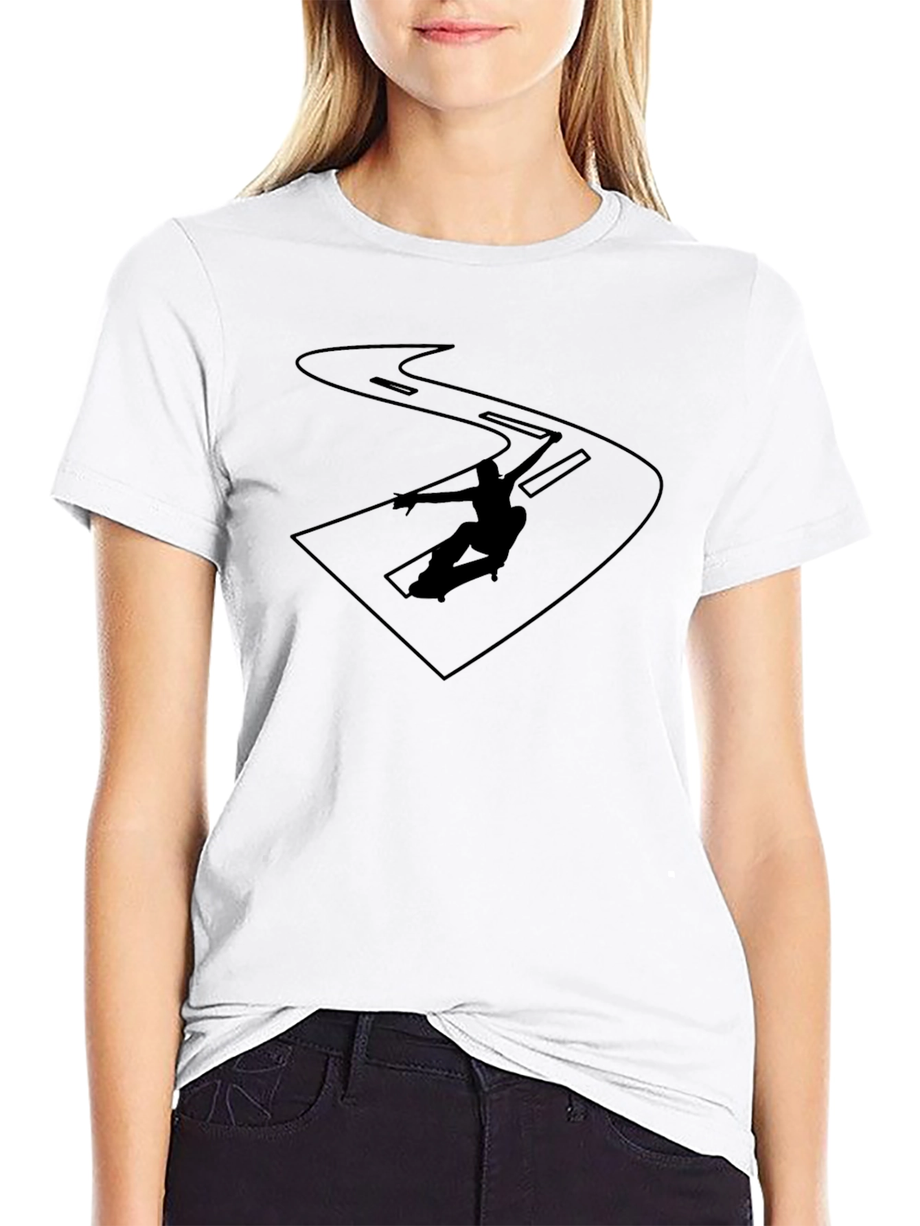 Skater Silhouette Graphic T-Shirt - Black
