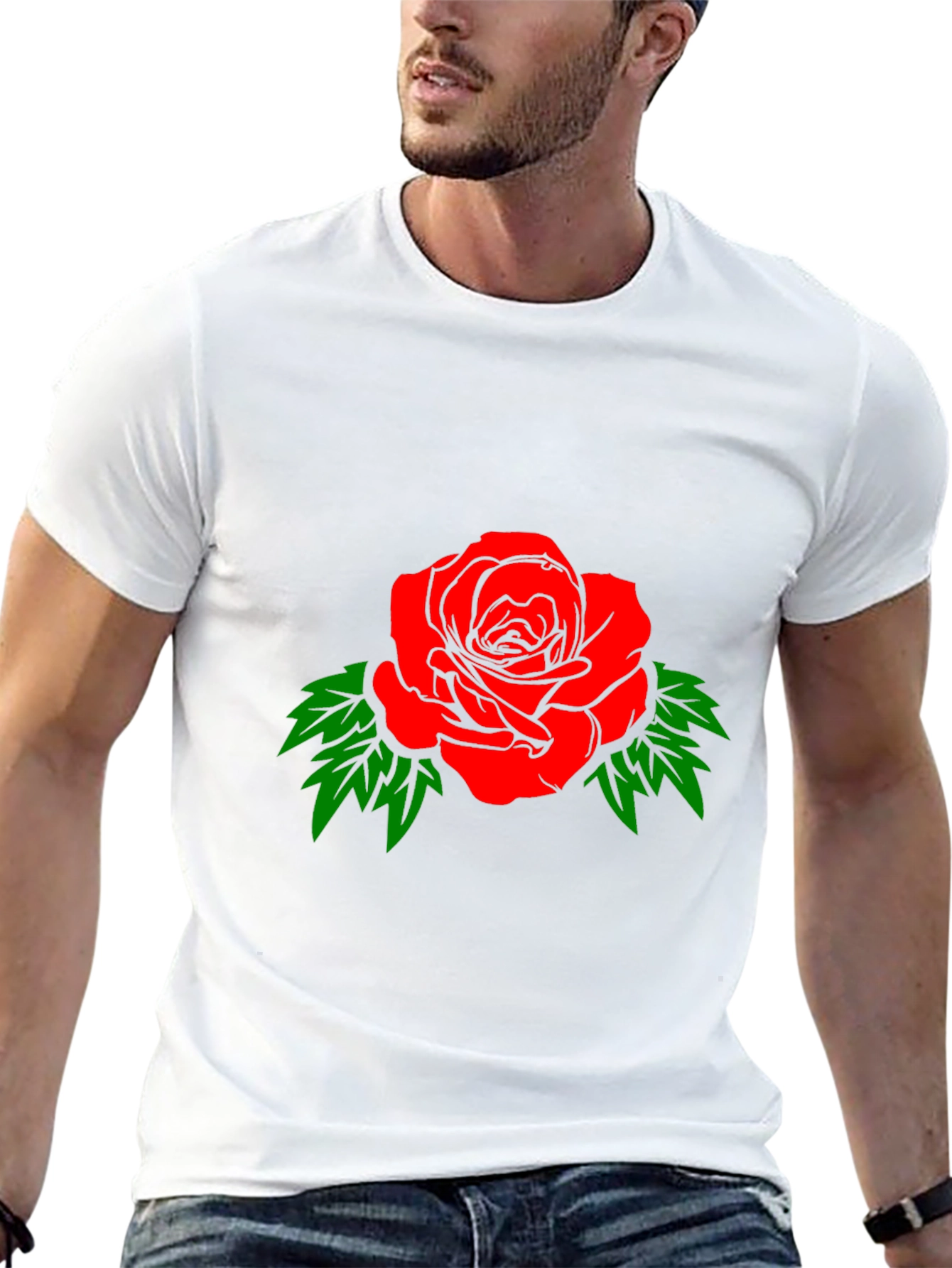 Rose Graphic T-Shirt - Bold Red Blossom