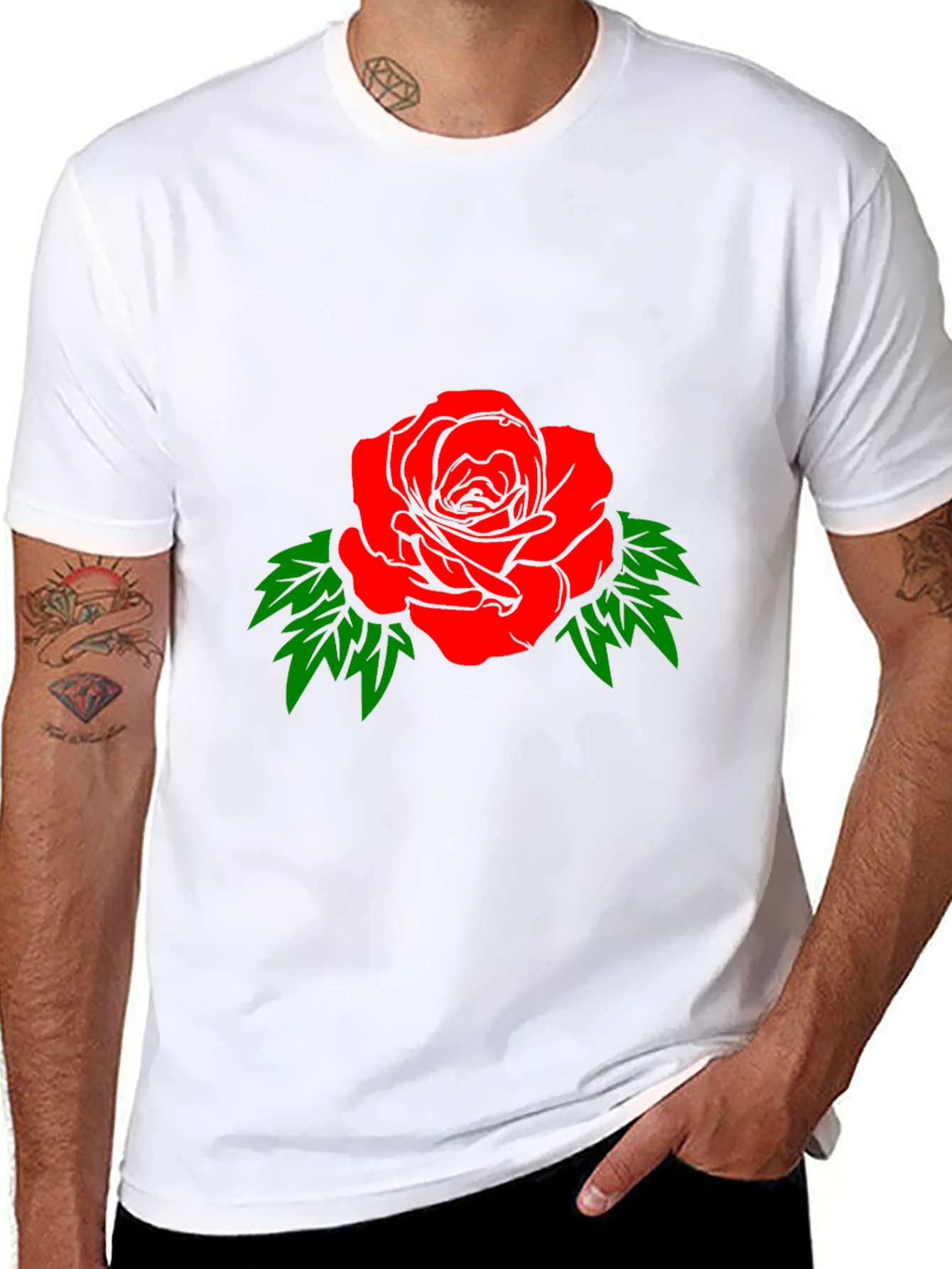 Rose Graphic T-Shirt - Bold Red Blossom
