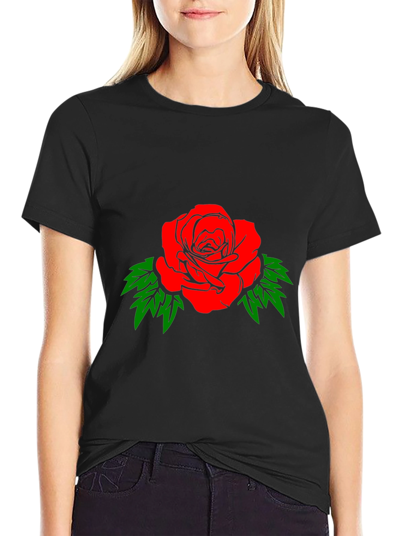 Rose Graphic T-Shirt - Bold Red Blossom