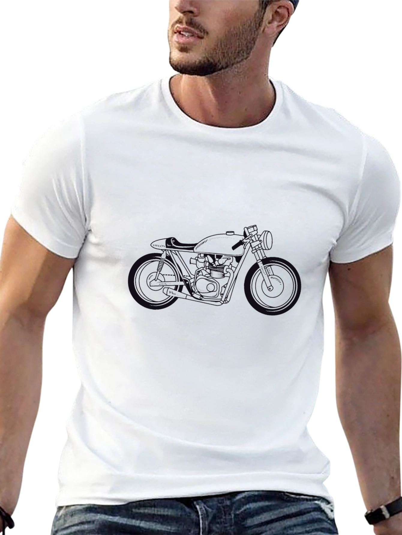 Black Motorcycle Graphic Tee - Casual Style