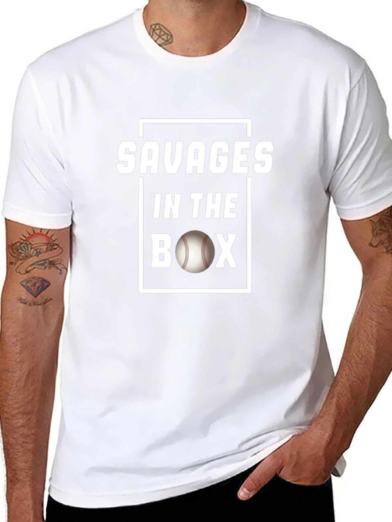 Savages in the Box Baseball Graphic T-Shirt