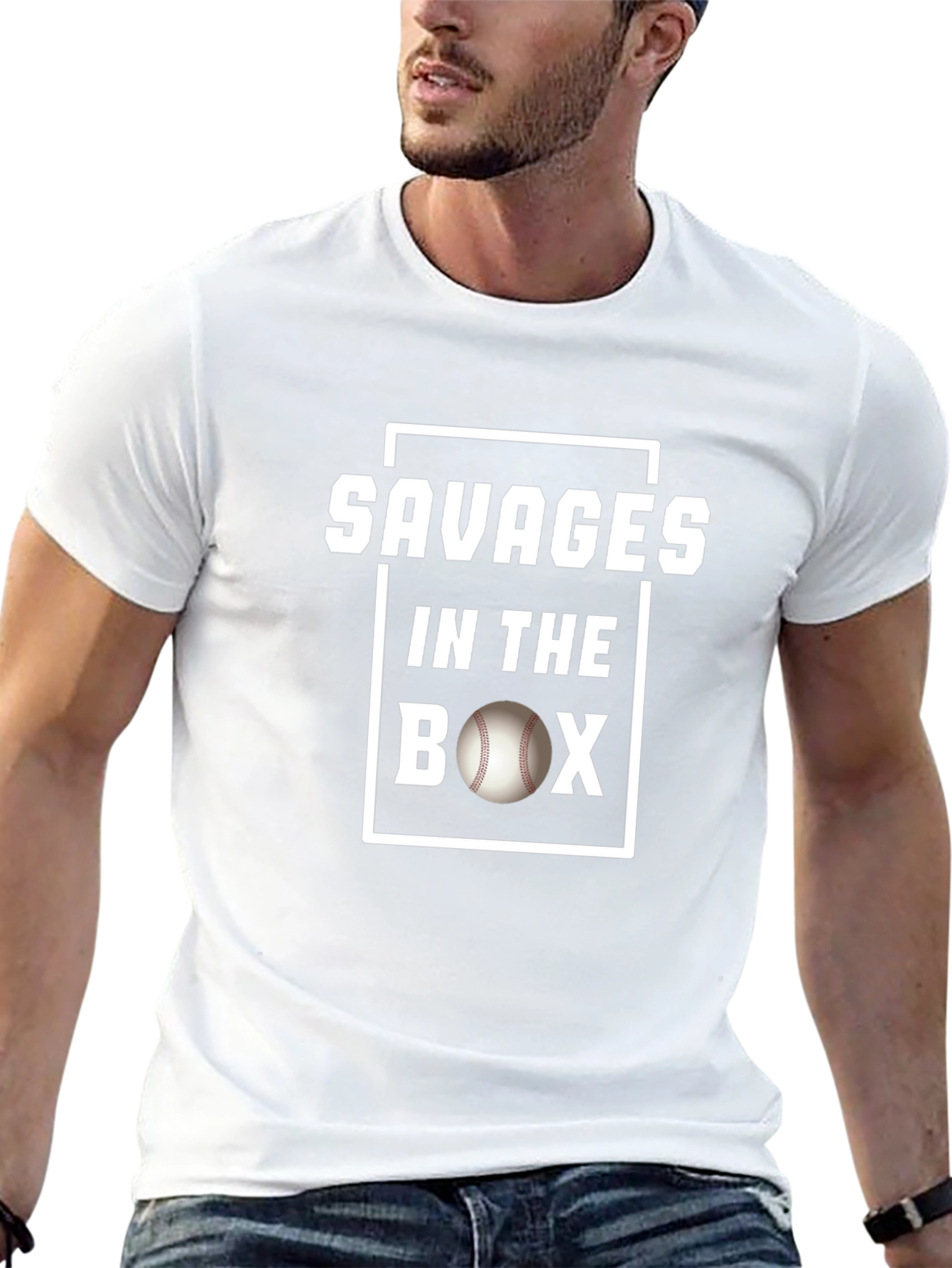 Savages in the Box Baseball Graphic T-Shirt