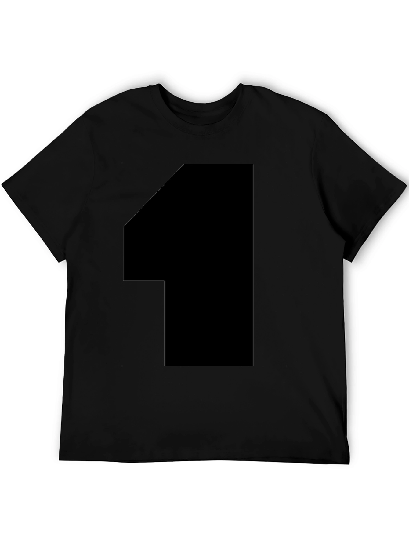 Black T-Shirt with Bold 1 Graphic