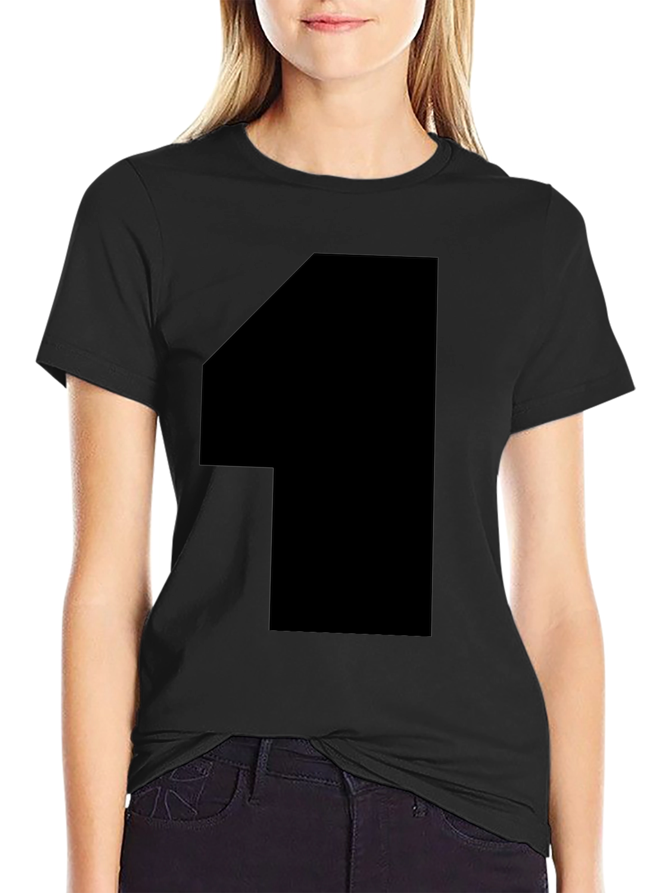 Black T-Shirt with Bold 1 Graphic