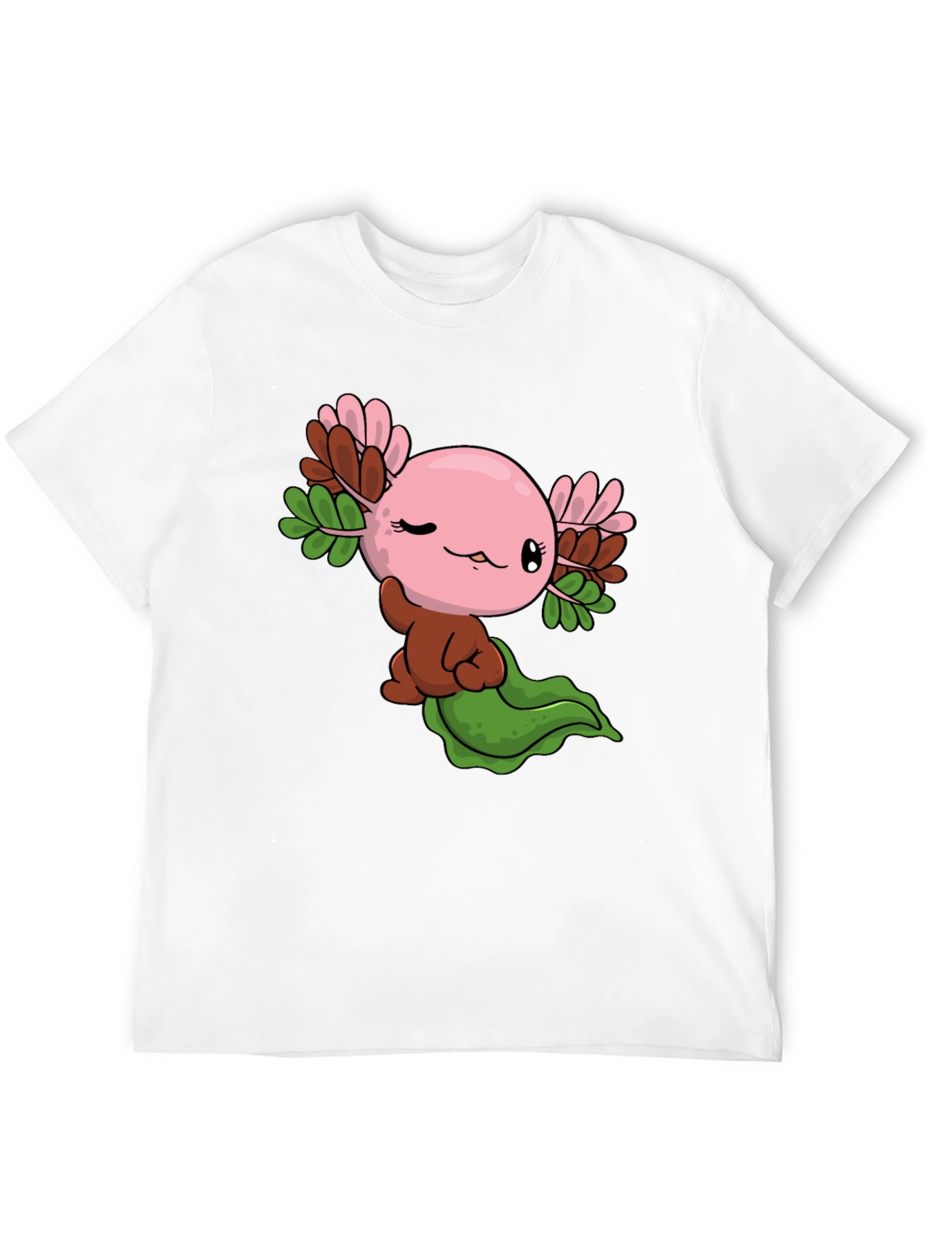Cute Axolotl Cartoon Black T-Shirt