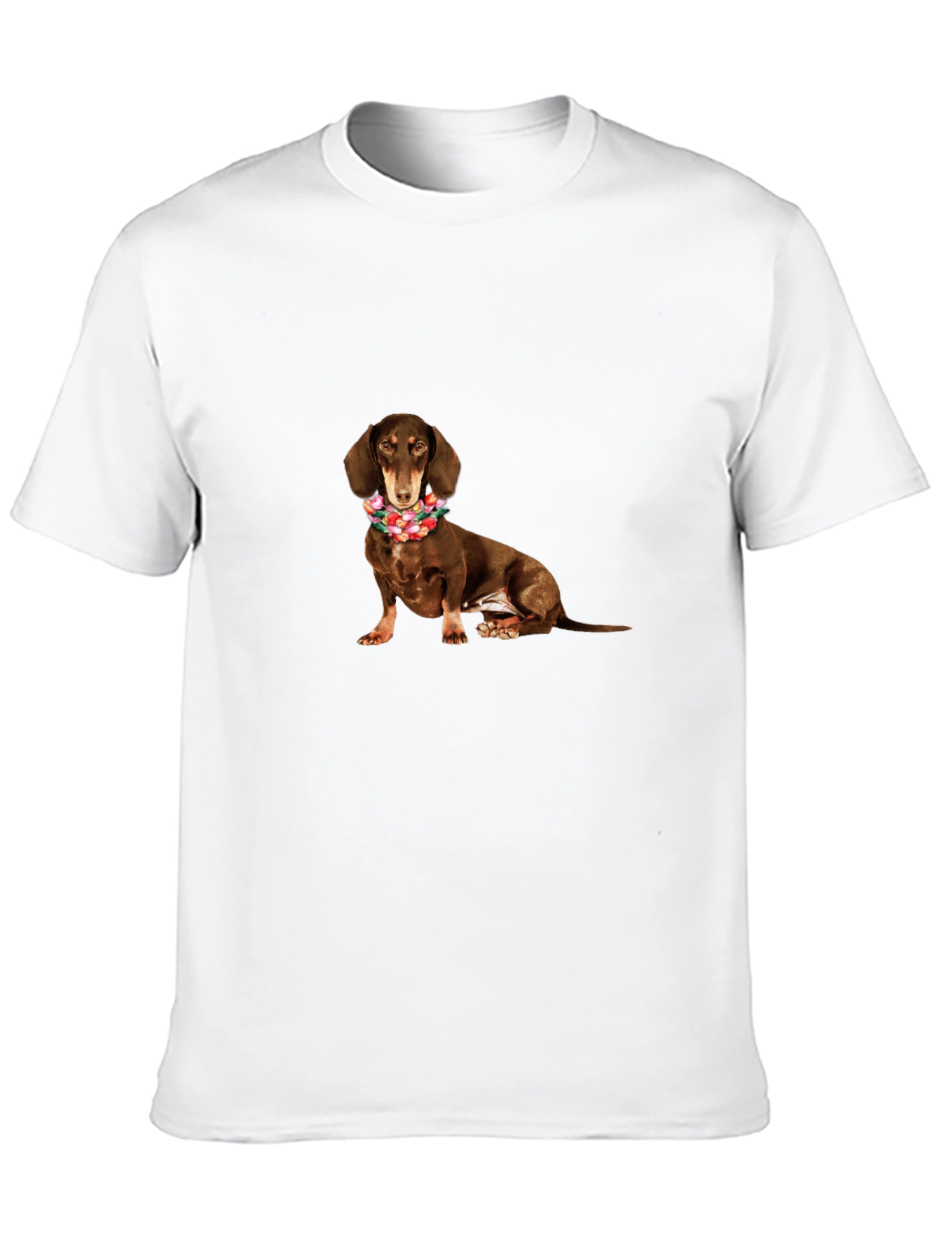 Dachshund Flower Crown Black T-Shirt