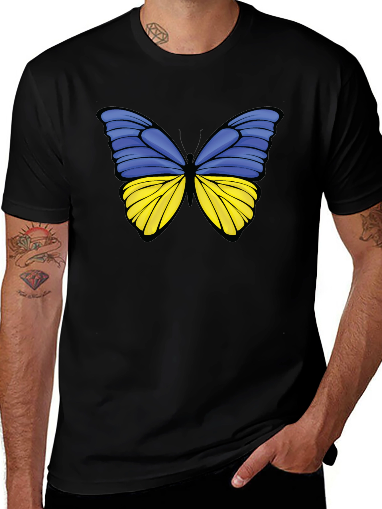 Ukraine Butterfly Black T-Shirt