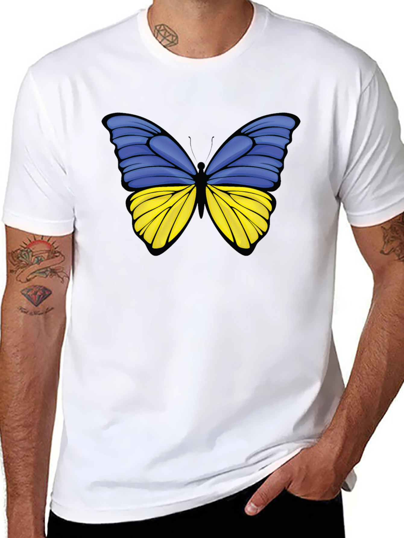 Ukraine Butterfly Black T-Shirt
