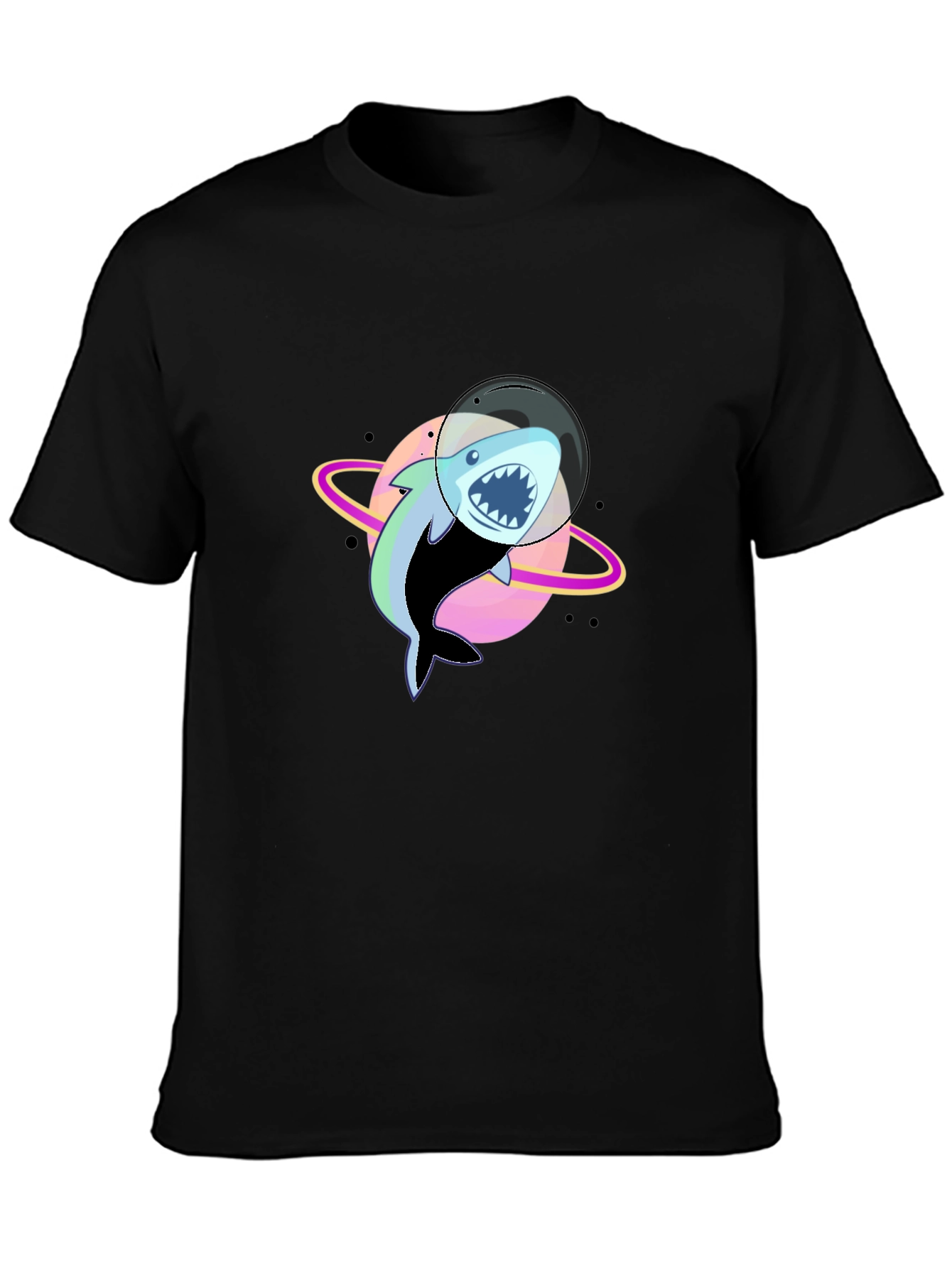 Shark Astronaut Graphic T-Shirt - Black