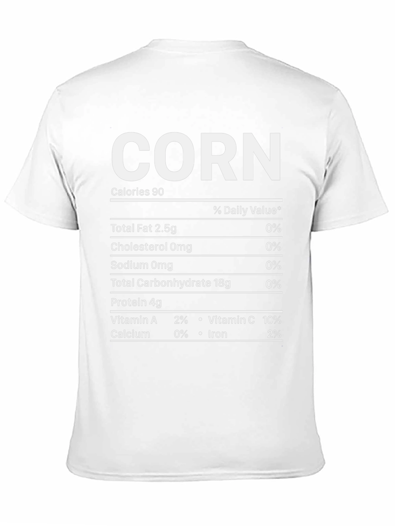 Funny Corn Nutrition Facts Graphic T-Shirt