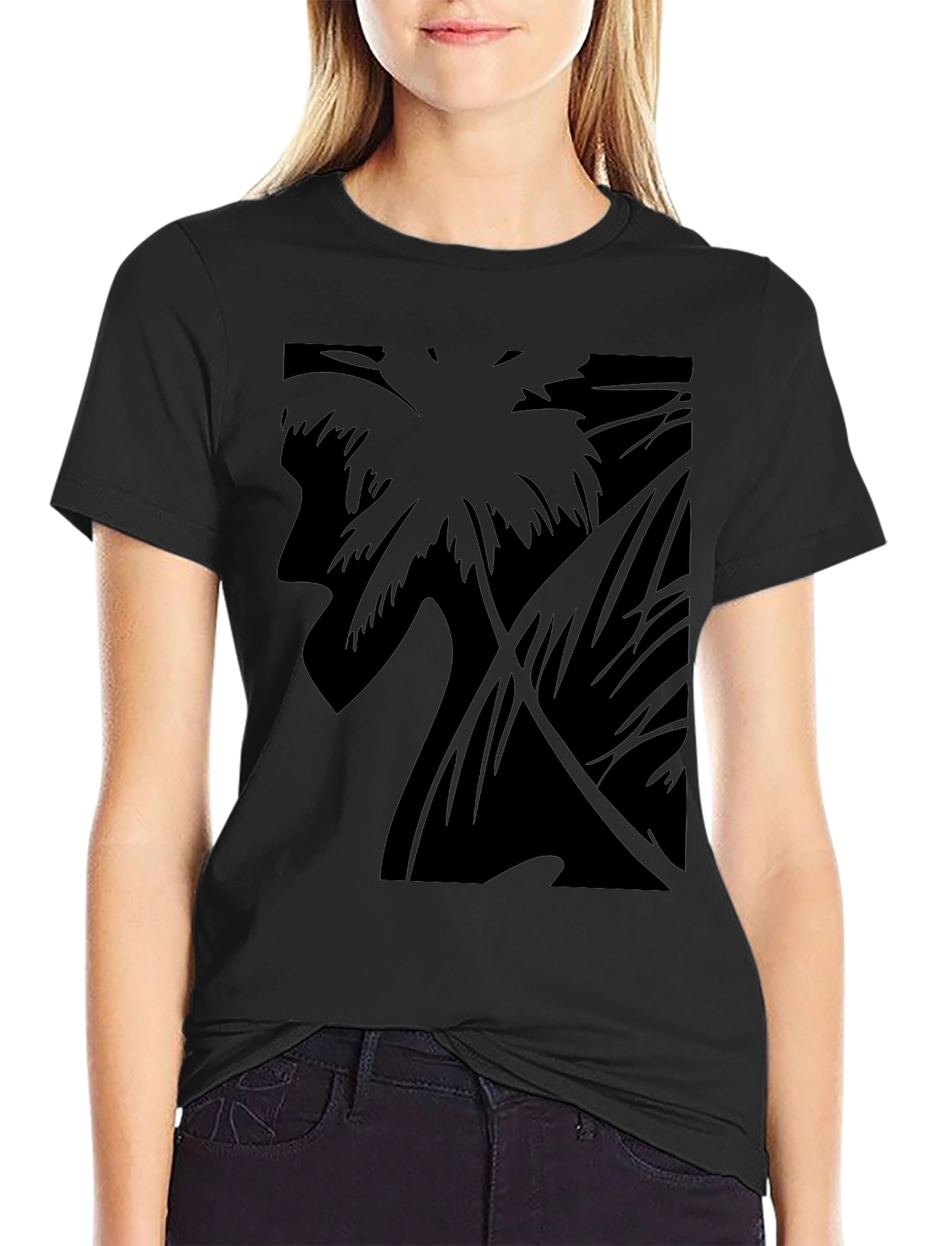 Tropical Palm Silhouette Graphic Tee - Black