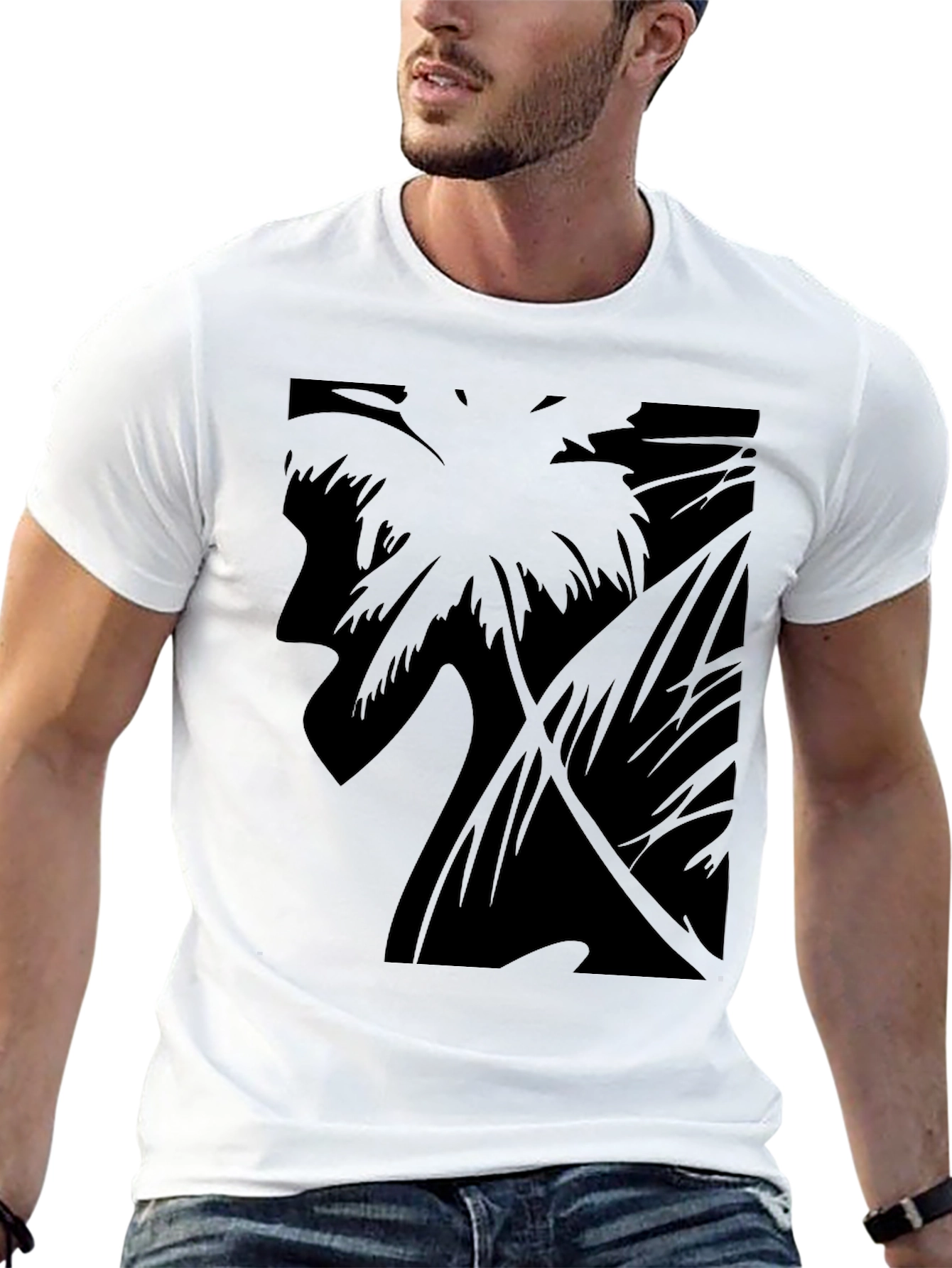 Tropical Palm Silhouette Graphic Tee - Black