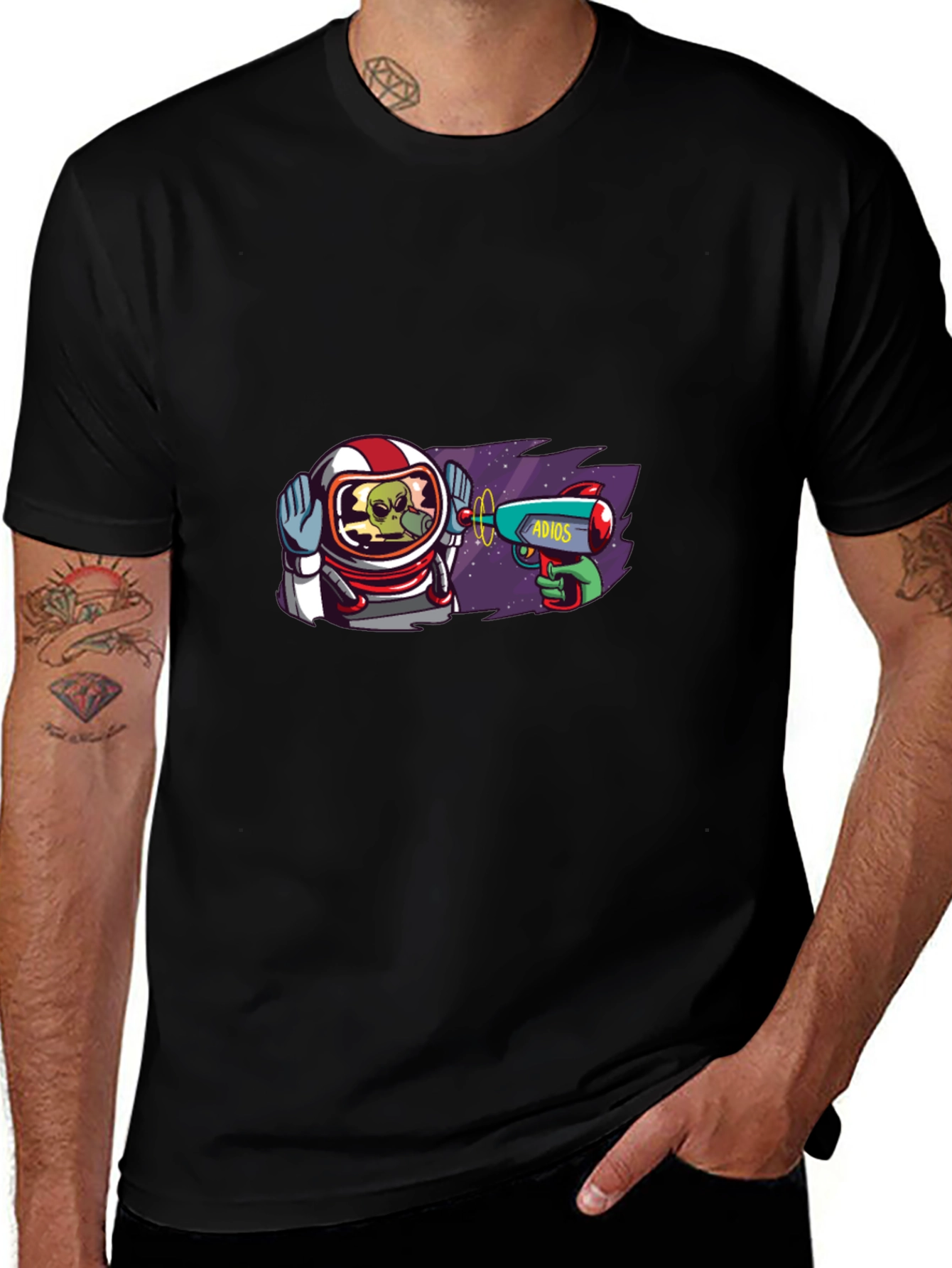 Astronaut Alien T-Shirt - Adios Ray Gun Design