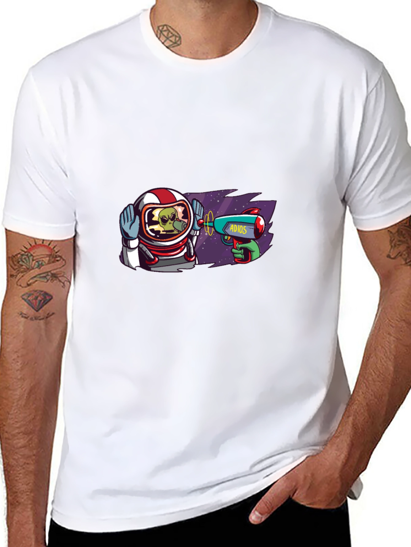 Astronaut Alien T-Shirt - Adios Ray Gun Design