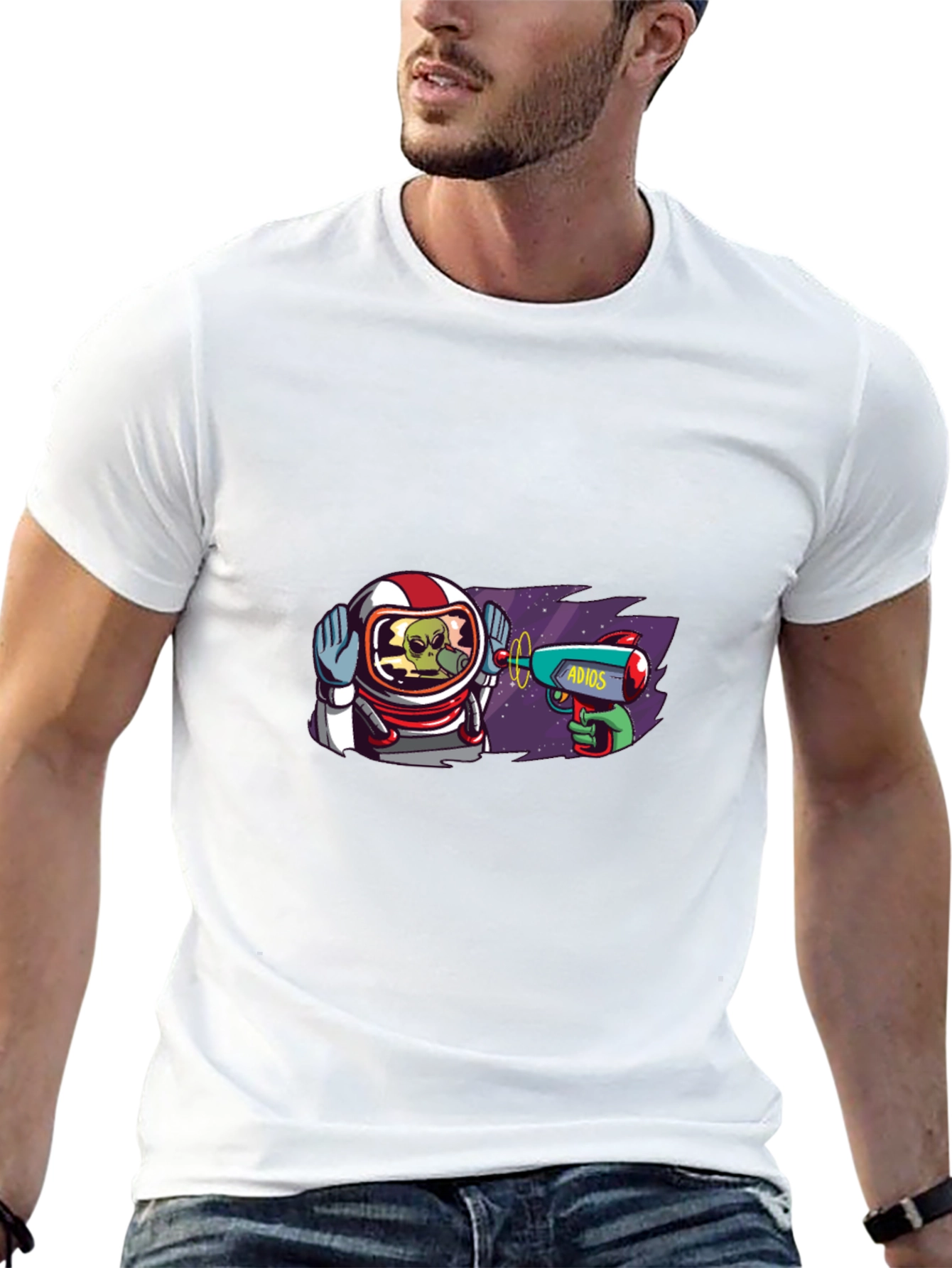 Astronaut Alien T-Shirt - Adios Ray Gun Design