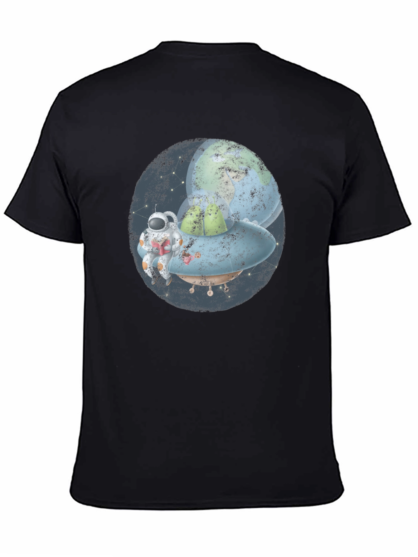 Astronaut & Planet Graphic Black T-Shirt