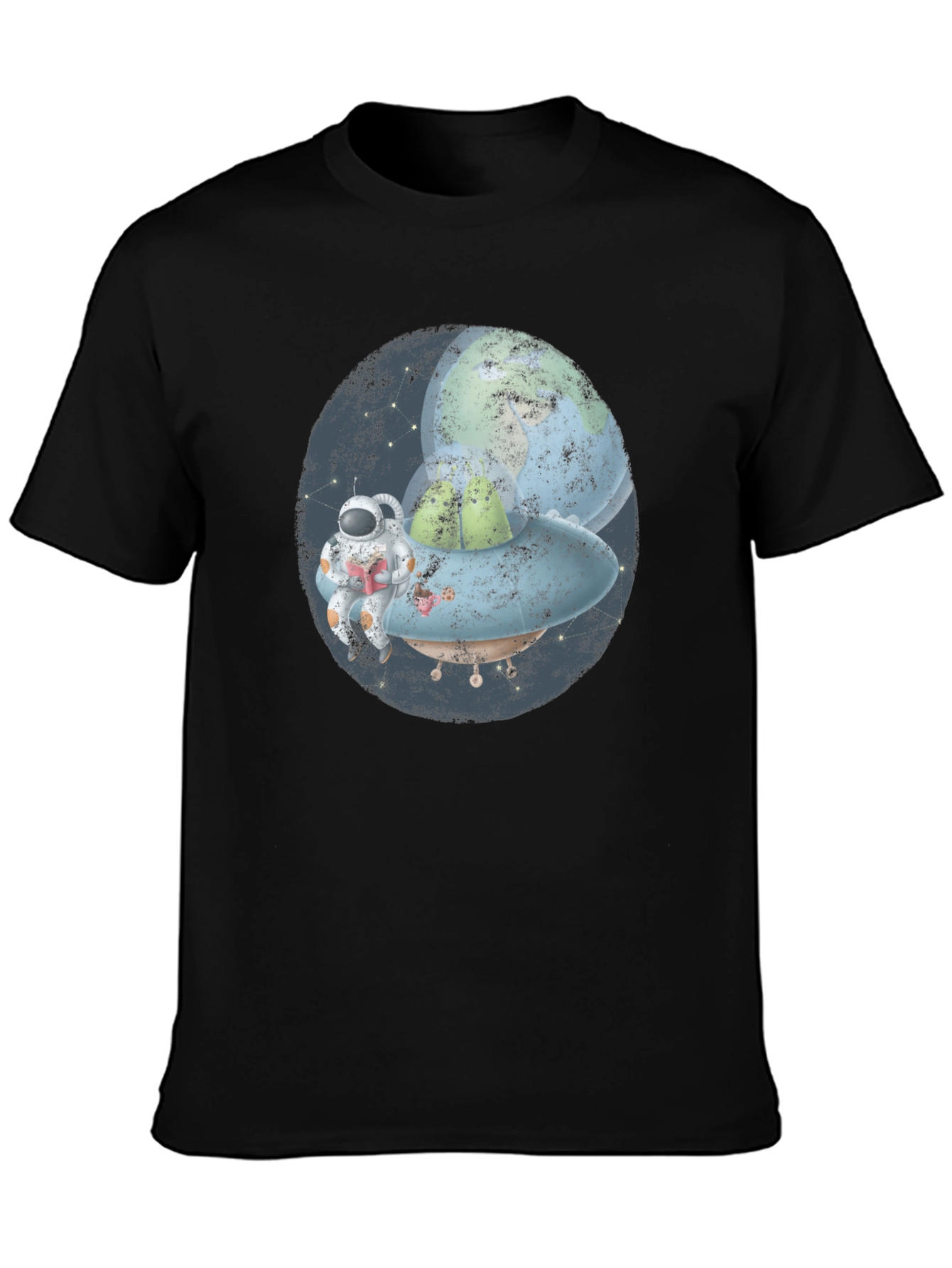 Astronaut & Planet Graphic Black T-Shirt