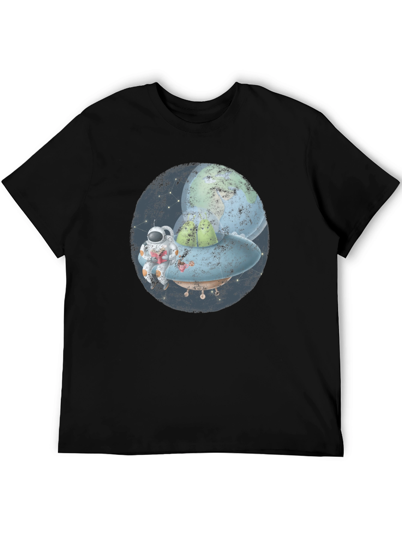 Astronaut & Planet Graphic Black T-Shirt