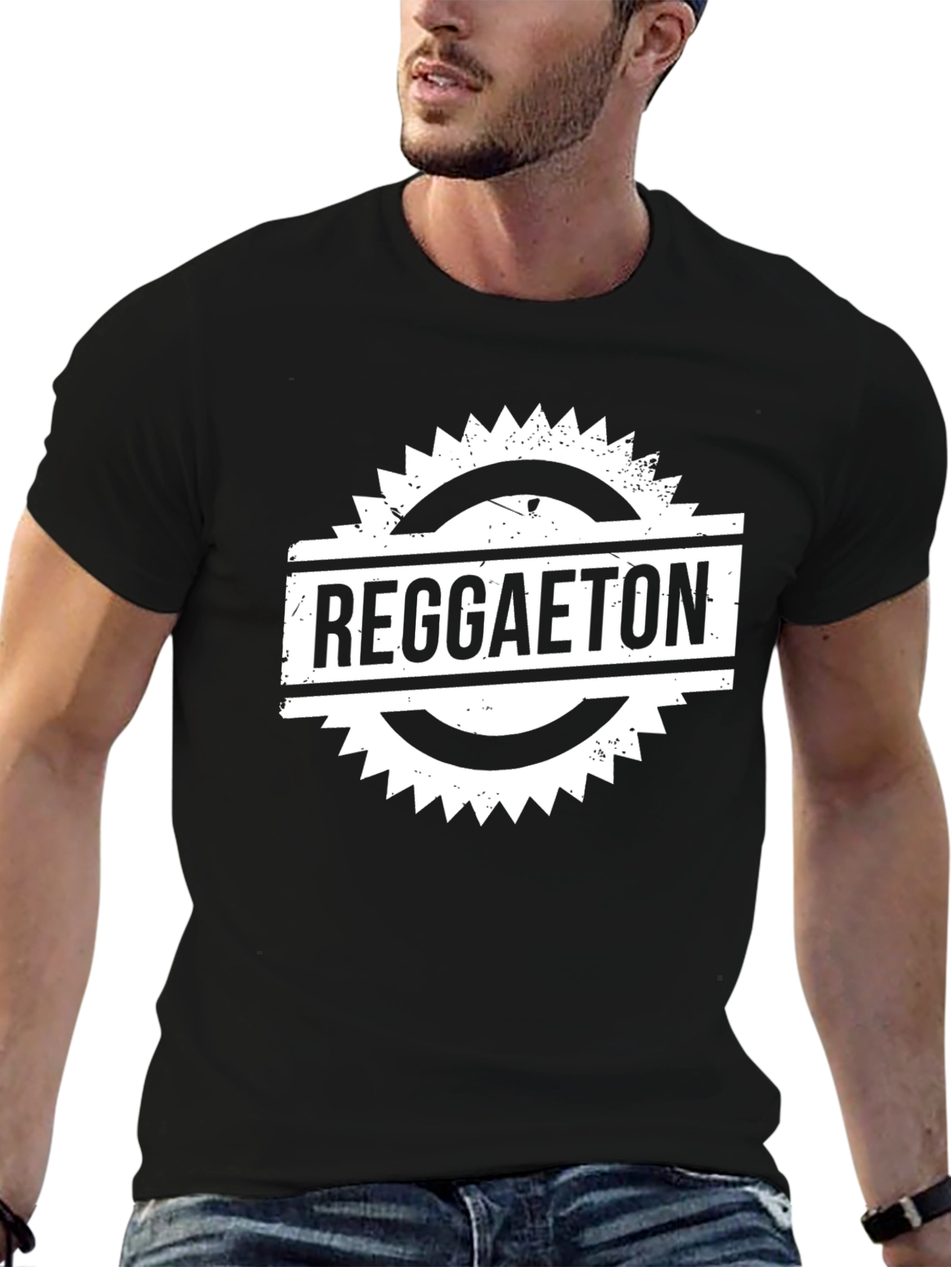 Reggaeton Graphic Print Black T-Shirt