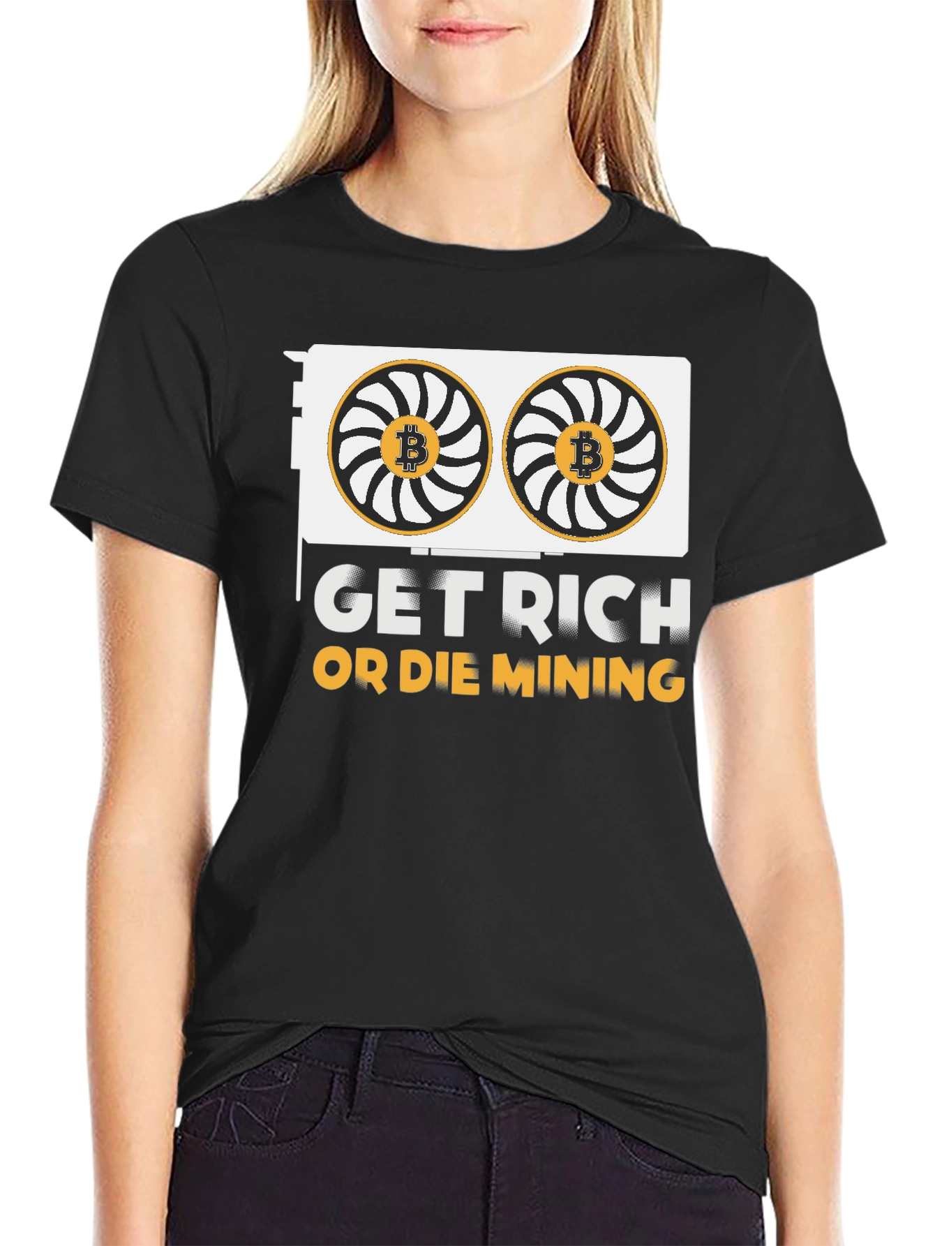 Get Rich Or Die Mining Crypto Black T-Shirt
