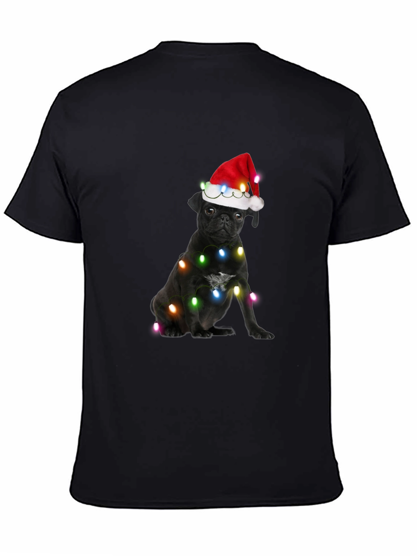 Festive Pug T-Shirt - Black Christmas Dog Tee