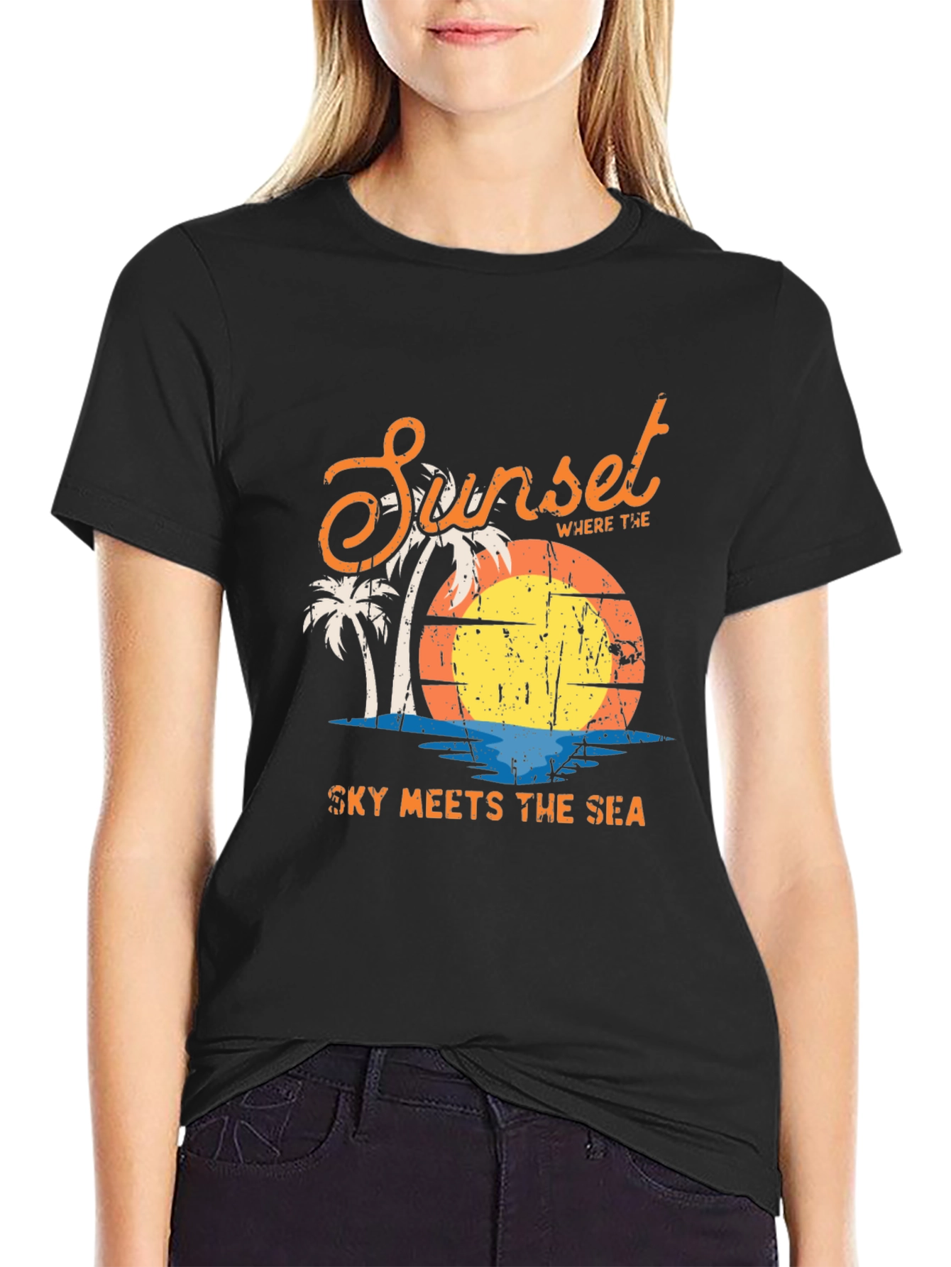 Sunset Sky Meets Sea Graphic T-Shirt