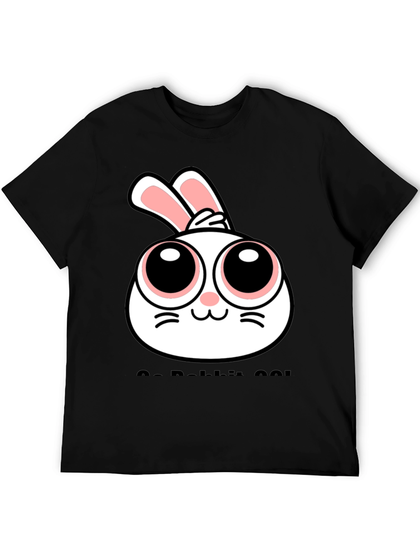 Cute Rabbit Graphic Black T-Shirt