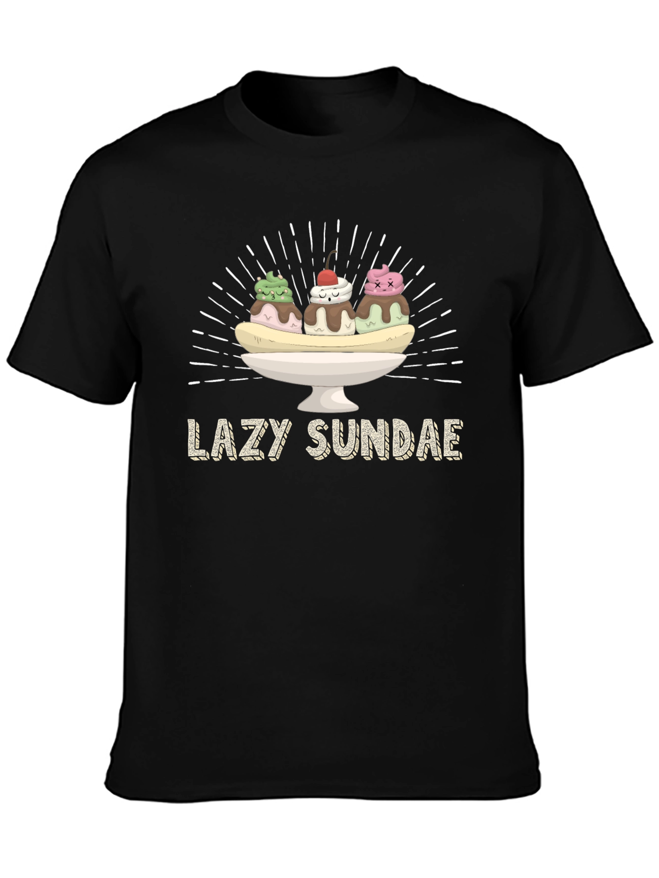 Lazy Sundae Graphic T-Shirt - Black