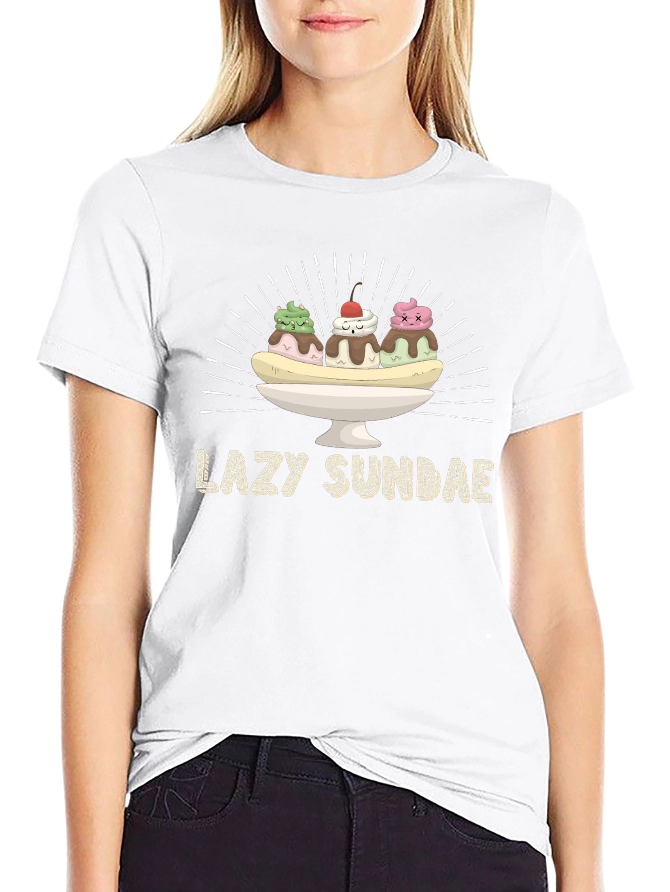 Lazy Sundae Graphic T-Shirt - Black