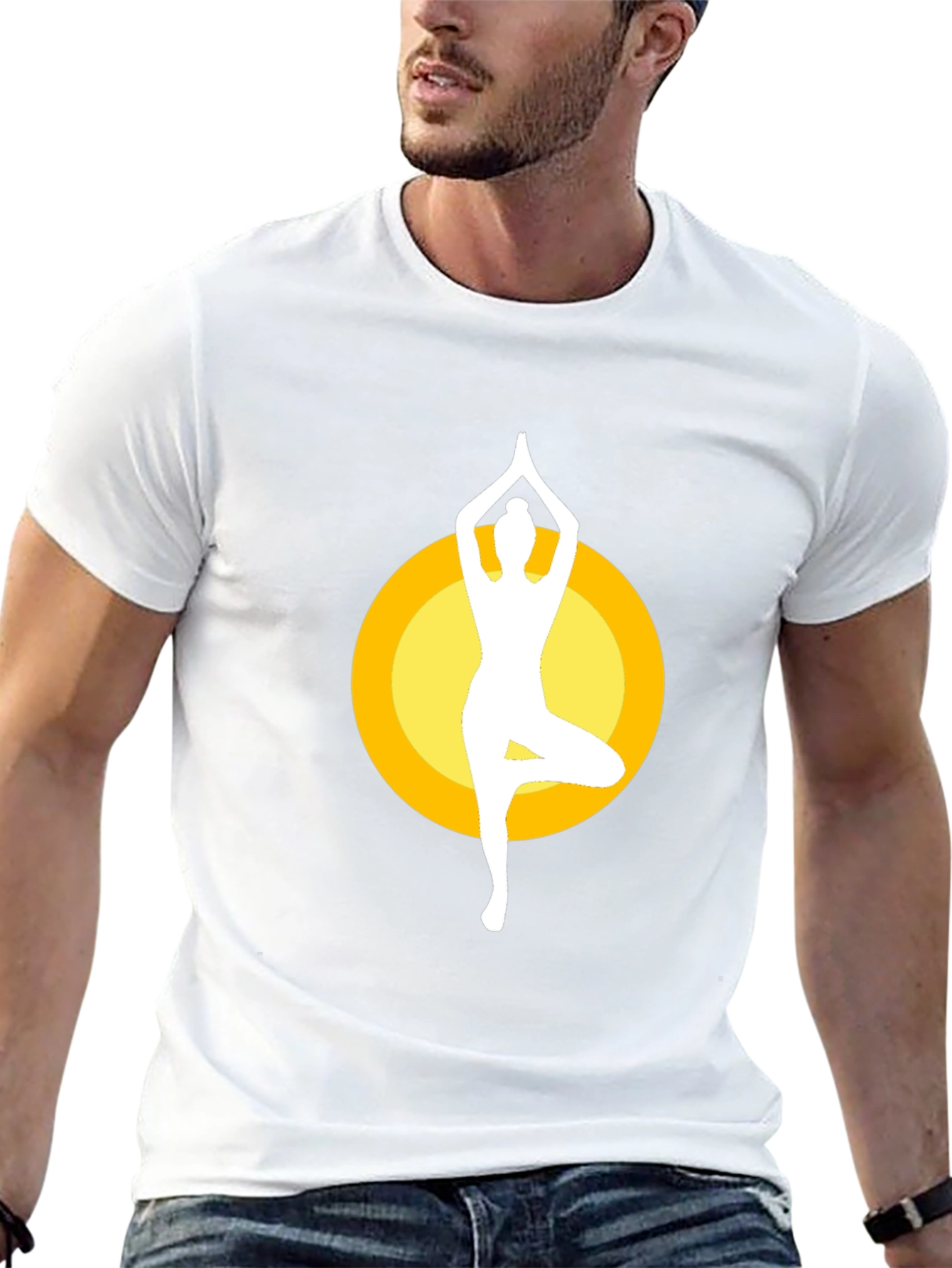 Yoga Pose Graphic Tee - Mens Black Cotton Blend