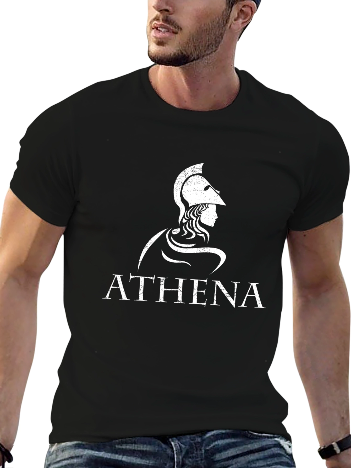 Athena Graphic Tee - Black Cotton T-Shirt