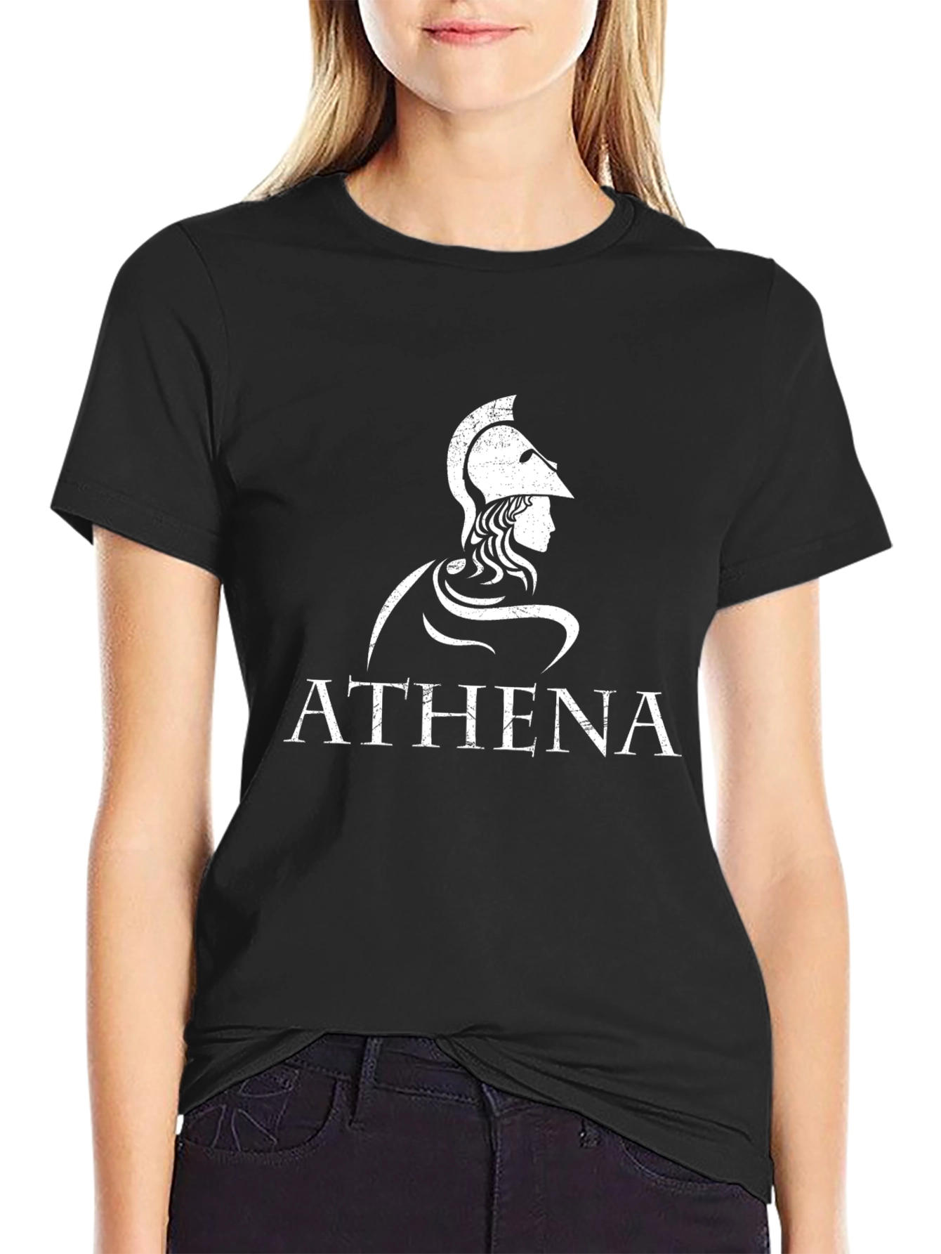 Athena Graphic Tee - Black Cotton T-Shirt