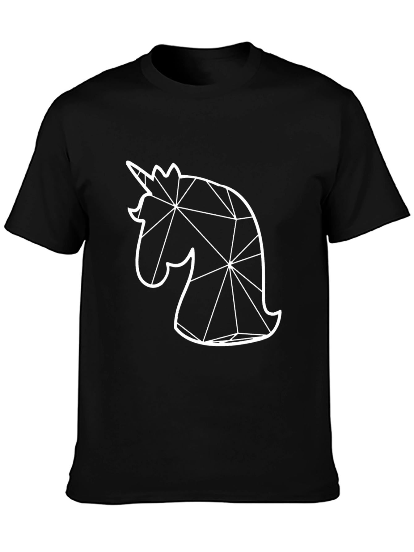 Geometric Unicorn Graphic Tee - Black