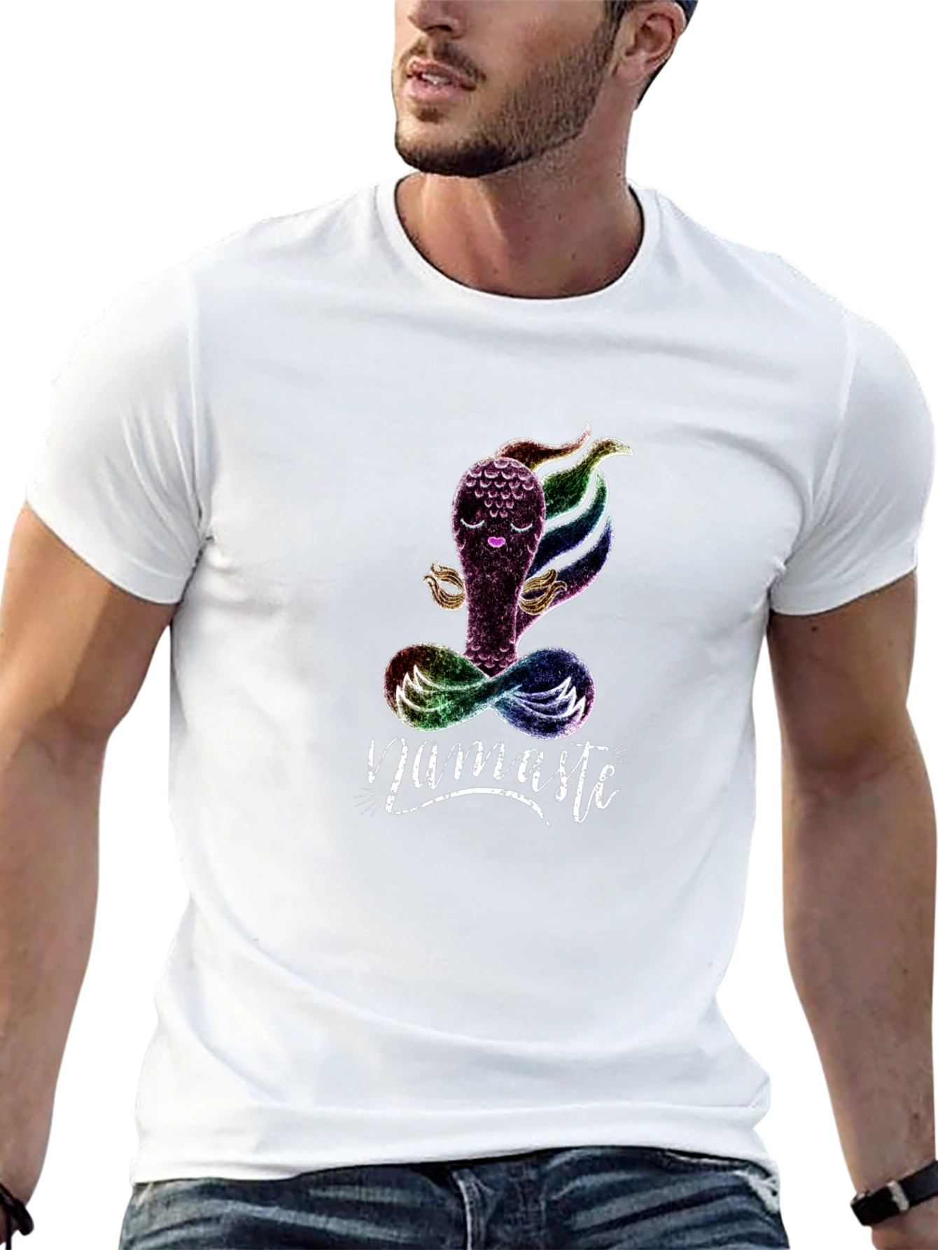 Namaste Yoga T-Shirt - Meditating Rainbow Creature