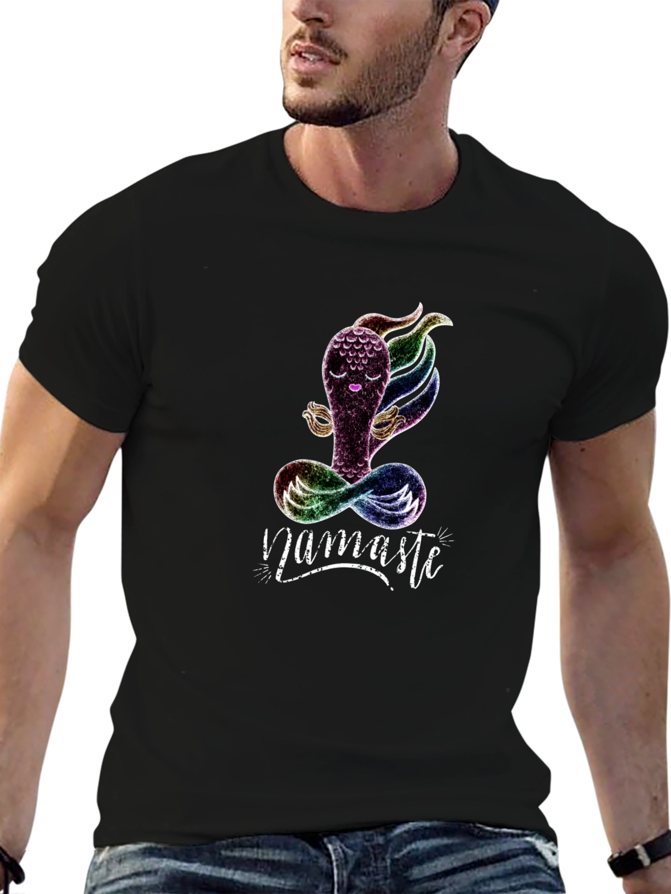 Namaste Yoga T-Shirt - Meditating Rainbow Creature