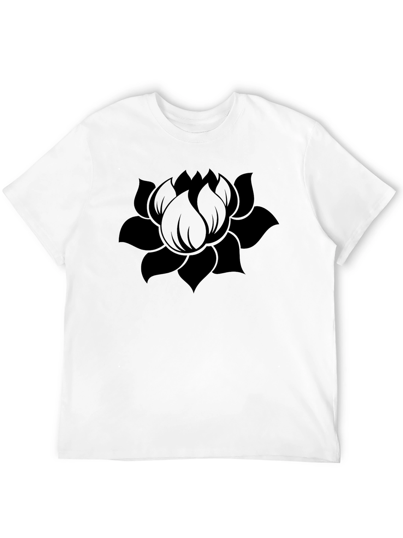 Black Lotus Flower Graphic Tee - Modern Style