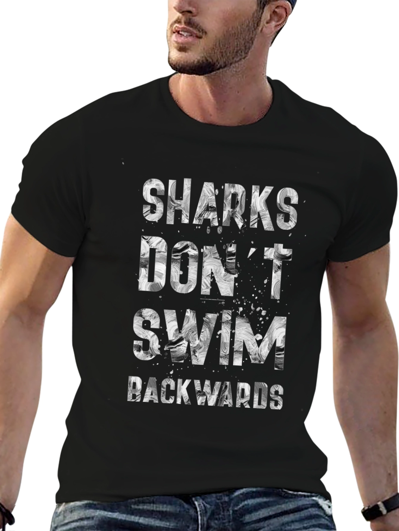 Sharks Dont Swim Backwards Graphic T-Shirt