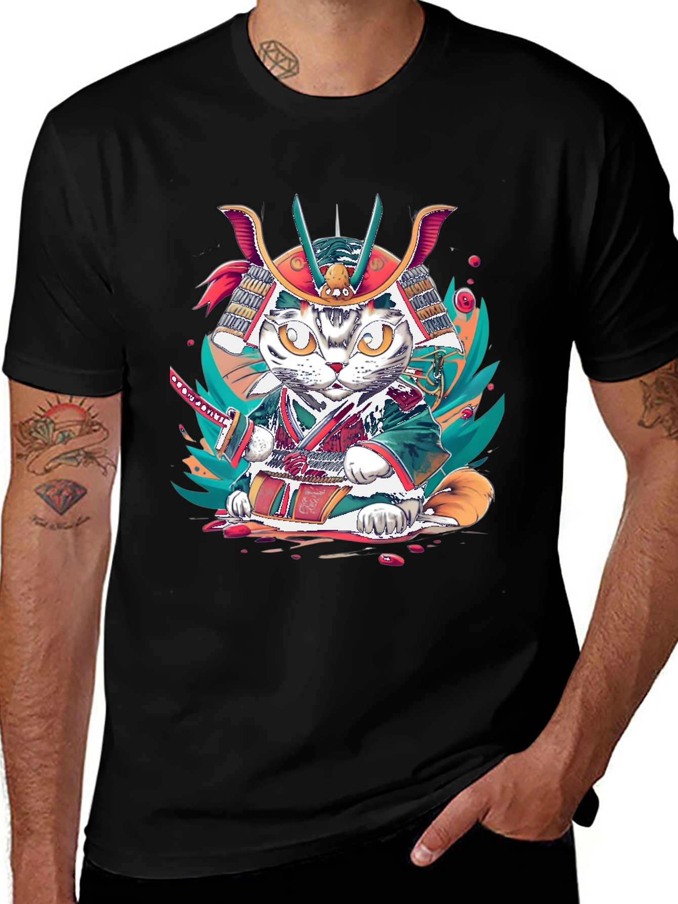 Samurai Cat T-Shirt: Unique Graphic Tee
