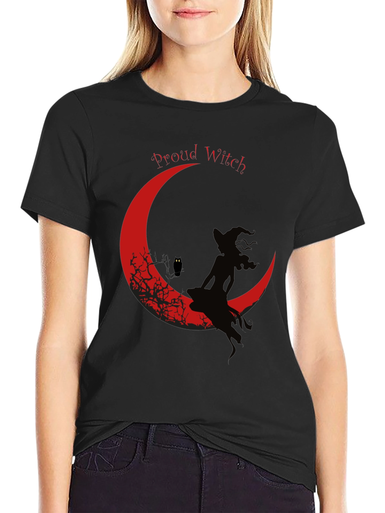 Proud Witch Graphic Tee - Crescent Moon Design