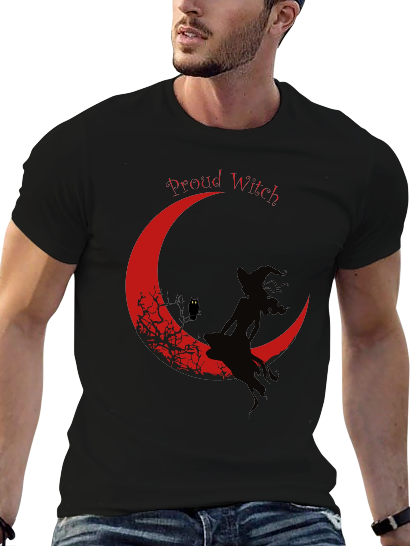 Proud Witch Graphic Tee - Crescent Moon Design