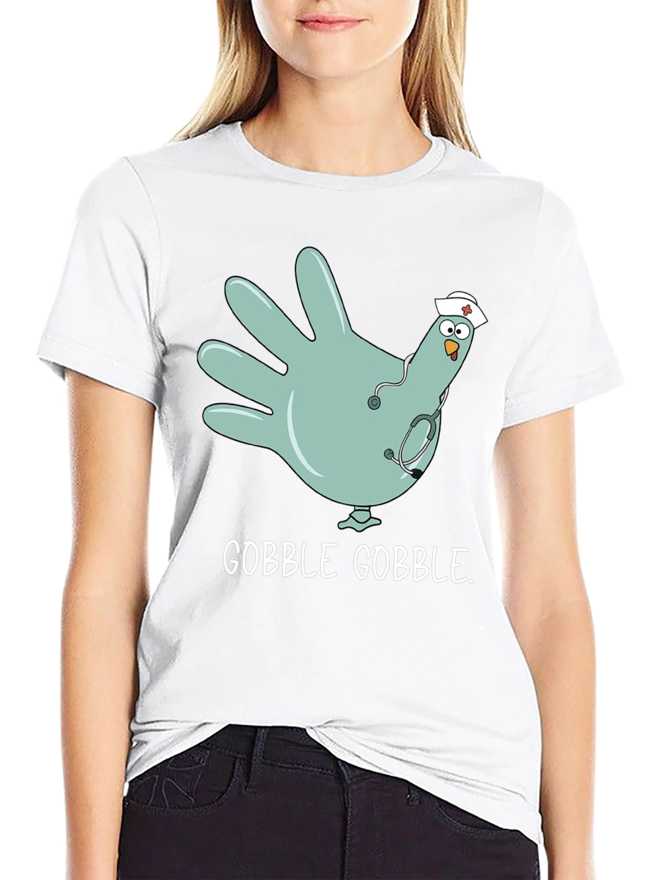 Gobble Gobble Nurse Turkey Hand T-Shirt