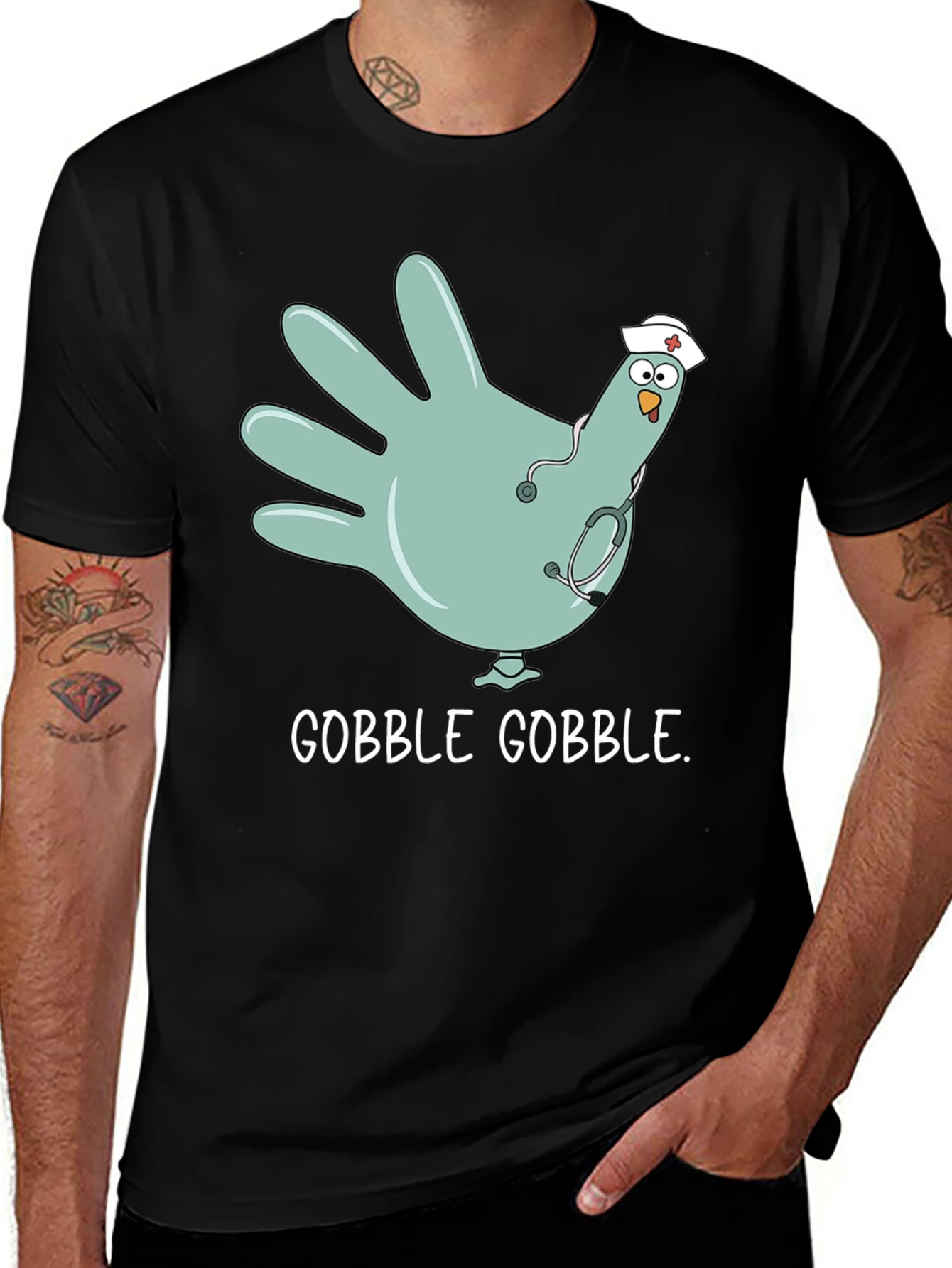 Gobble Gobble Nurse Turkey Hand T-Shirt
