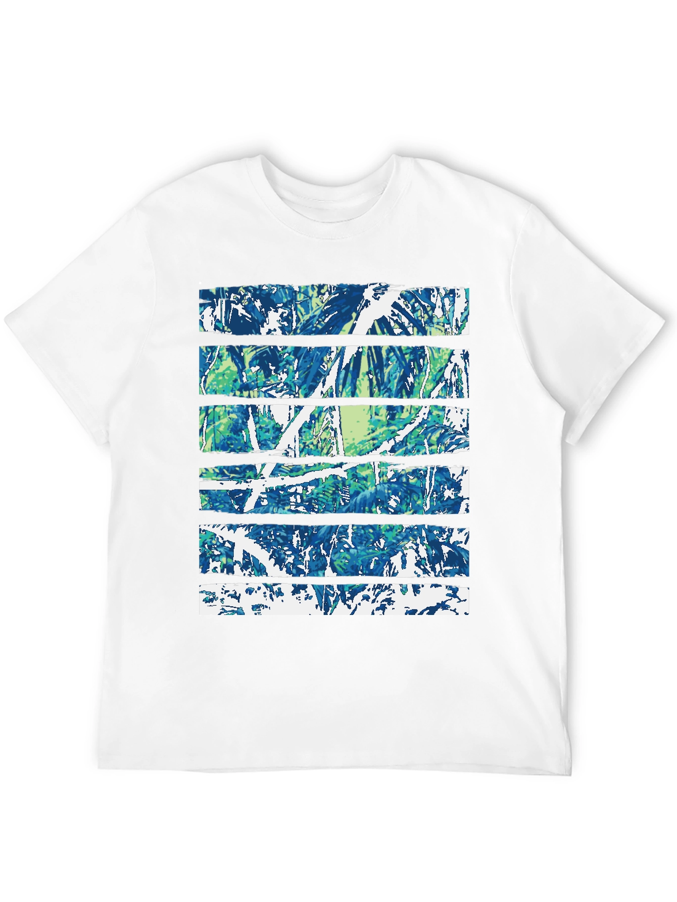 Abstract Nature Print Black Crew Neck Tee