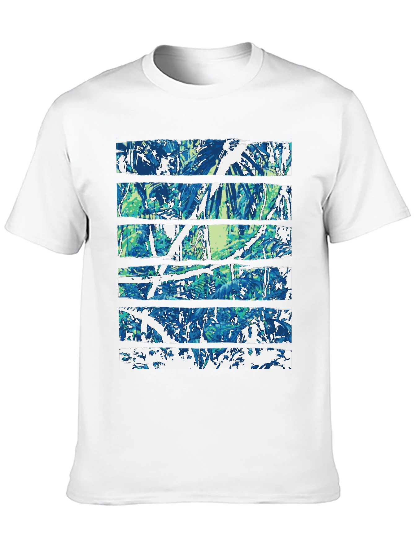 Abstract Nature Print Black Crew Neck Tee