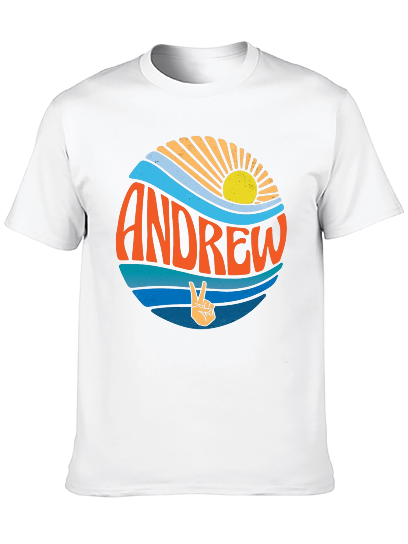 Andrew Retro Sunset Peace Sign Graphic Tee