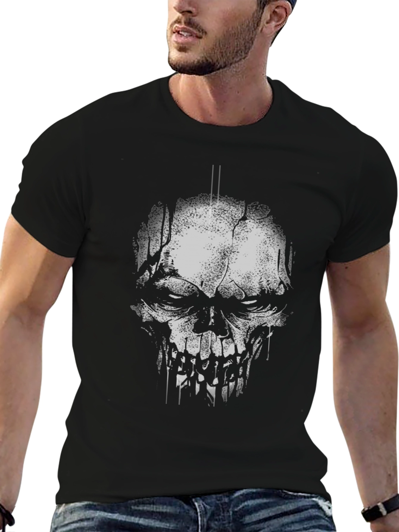 Skull Graphic Print Black T-Shirt