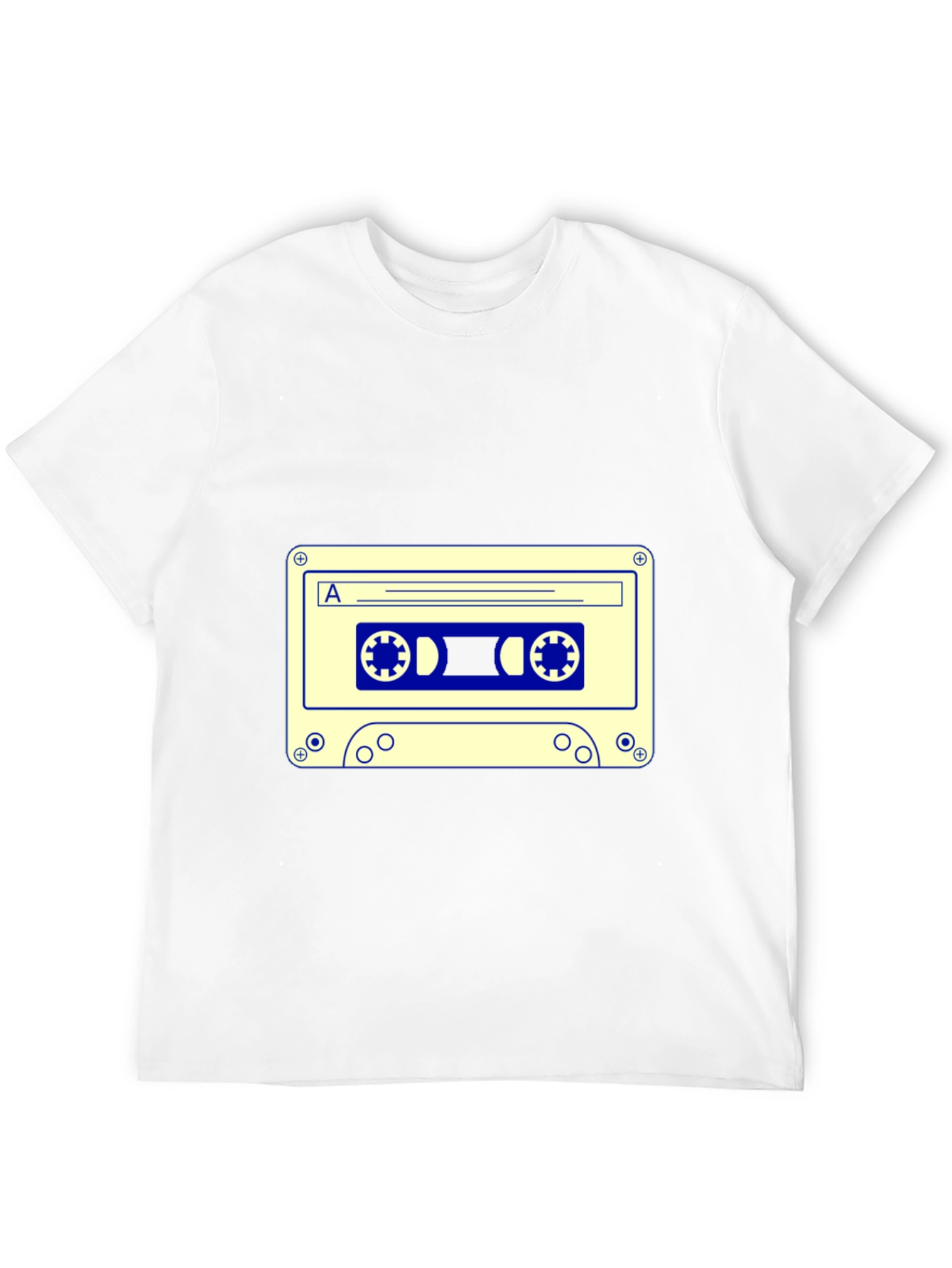 Retro Cassette Tape Graphic Tee - Black Cotton Blend